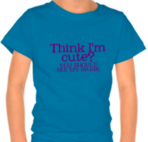 Think Im cute You should see my brain purple TEE for KIDS by Kim Bongiorno